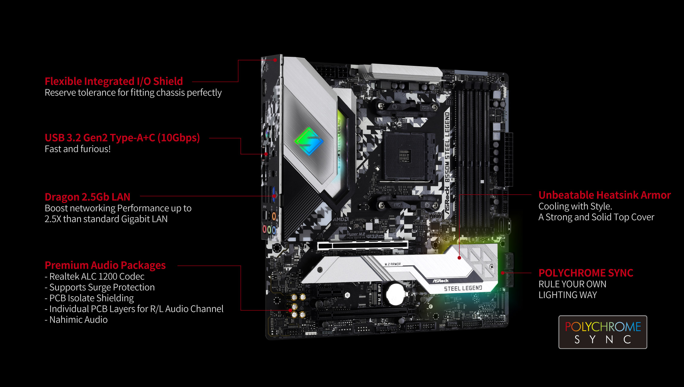 ASRock B550M STEEL LEGEND AM4 AMD B550 SATA 6Gb/s Micro ATX AMD Motherboard